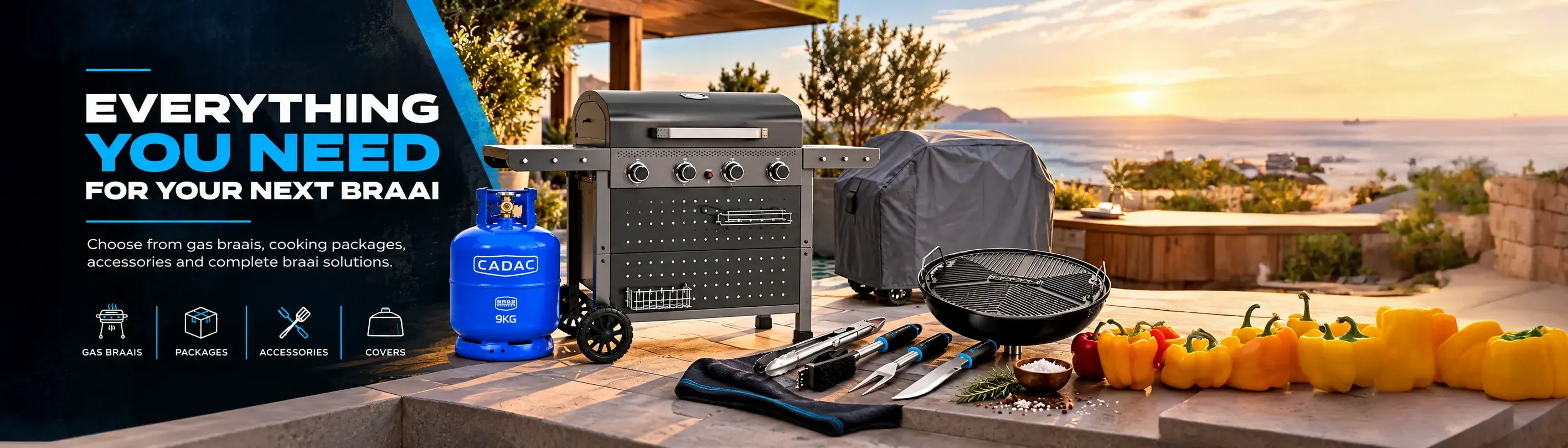 Everything you need for your next braai: Cadac BraaiMaxx gas braais, cooking packages, accessories and complete braai solutions. Shop the packages.