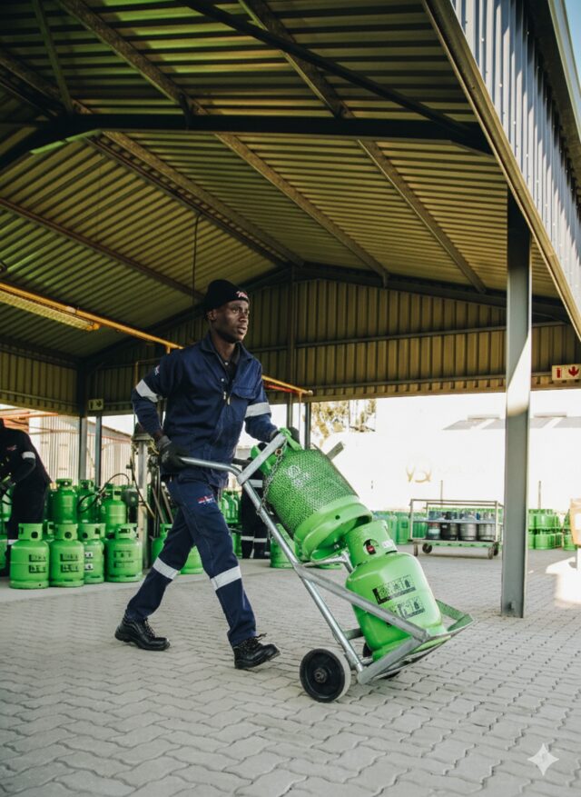 Stargas LPG storage depot with bulk tanks and delivery trucks